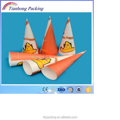 Envase a prueba de humedad Cone de papel helado con papel blanco recubierto