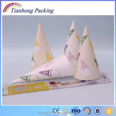 Envase a prueba de humedad Cone de papel helado con papel blanco recubierto