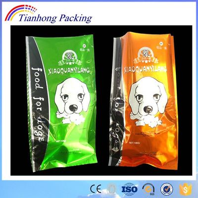 Bolso de fondo plano de aluminio reforzado con cerradura con cremallera para embalaje de alimentos para perros