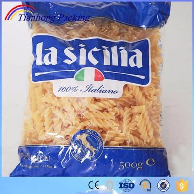 Impresión personalizada de harina de plástico transparente macarrones pasta bolsas de embalaje de espagueti