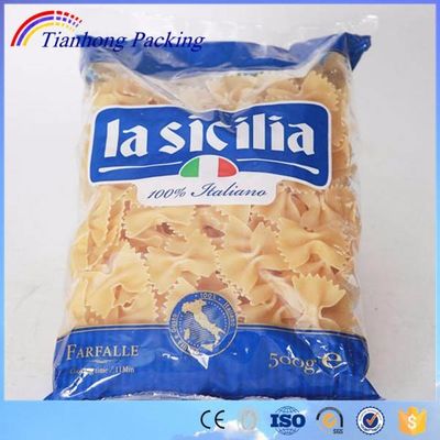 Impresión personalizada de harina de plástico transparente macarrones pasta bolsas de embalaje de espagueti