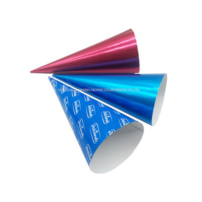Método complejo Método de laminación Papel de manga de cono de helado Plata Oro Papel de papel de aluminio